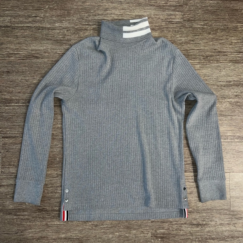 Men’s Classic Thom Browne 4 Bar Intarsia Turtleneck Sweater Size Large
